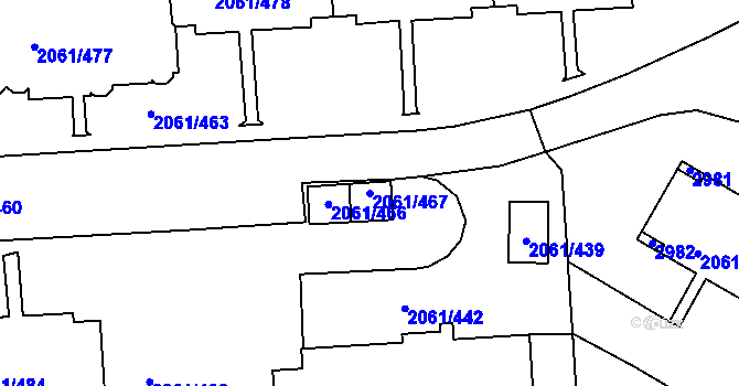 Parcela st. 2061/467 v KÚ České Budějovice 2, Katastrální mapa