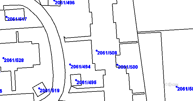 Parcela st. 2061/508 v KÚ České Budějovice 2, Katastrální mapa