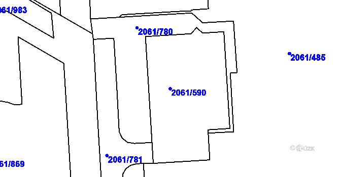 Parcela st. 2061/590 v KÚ České Budějovice 2, Katastrální mapa