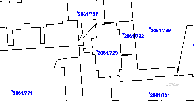 Parcela st. 2061/729 v KÚ České Budějovice 2, Katastrální mapa
