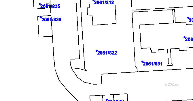 Parcela st. 2061/822 v KÚ České Budějovice 2, Katastrální mapa
