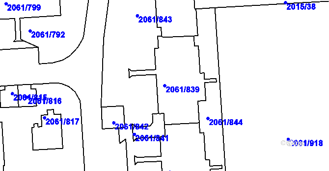 Parcela st. 2061/839 v KÚ České Budějovice 2, Katastrální mapa