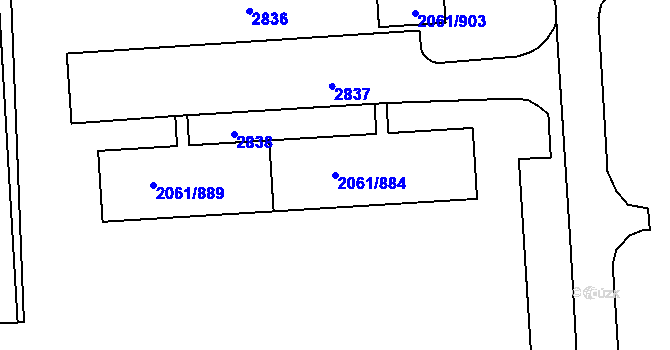 Parcela st. 2061/884 v KÚ České Budějovice 2, Katastrální mapa