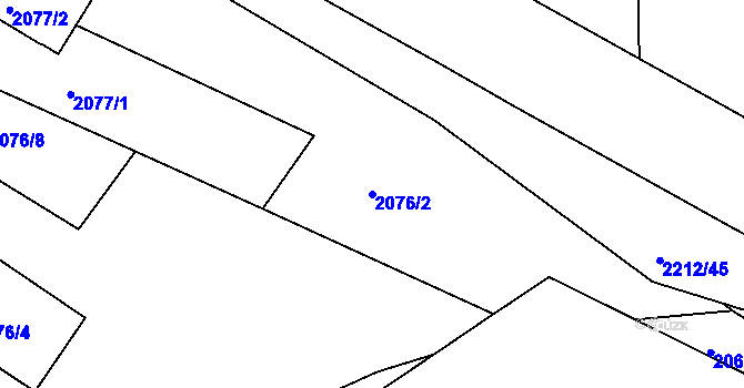 Parcela st. 2076/2 v KÚ České Budějovice 2, Katastrální mapa
