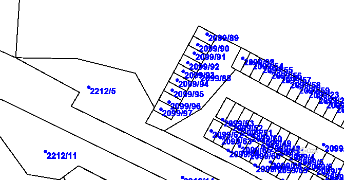 Parcela st. 2099/95 v KÚ České Budějovice 2, Katastrální mapa