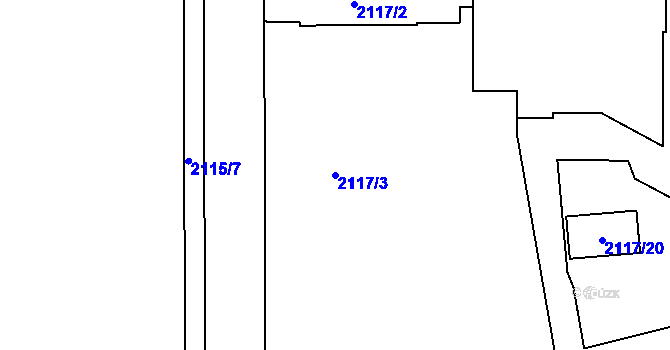 Parcela st. 2117/3 v KÚ České Budějovice 2, Katastrální mapa