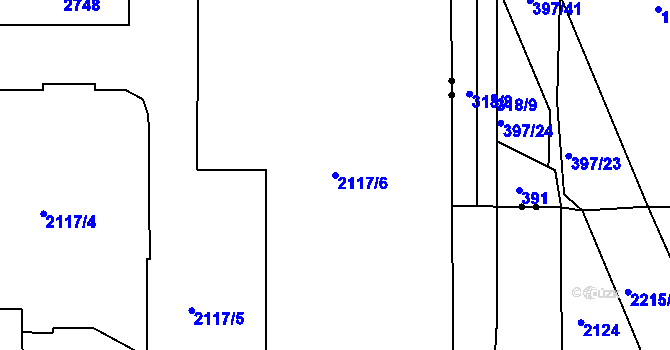 Parcela st. 2117/6 v KÚ České Budějovice 2, Katastrální mapa