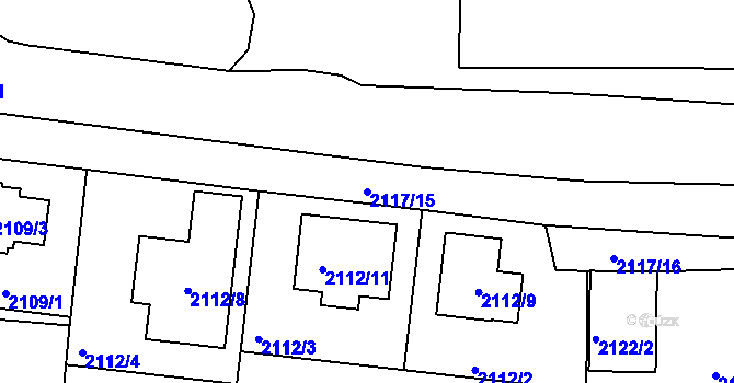 Parcela st. 2117/15 v KÚ České Budějovice 2, Katastrální mapa