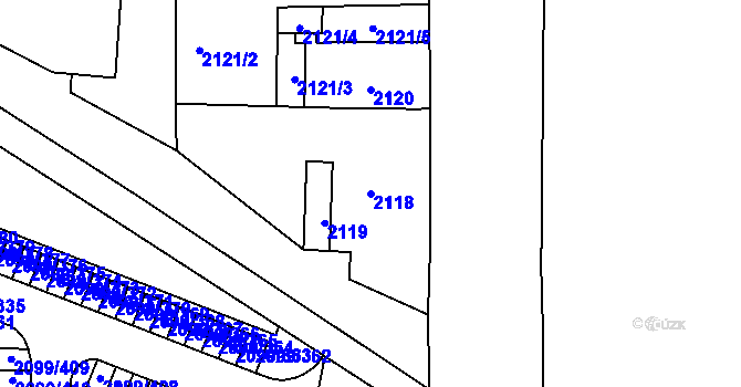 Parcela st. 2118 v KÚ České Budějovice 2, Katastrální mapa