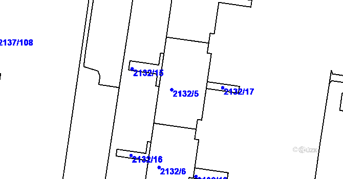 Parcela st. 2132/5 v KÚ České Budějovice 2, Katastrální mapa