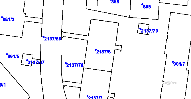 Parcela st. 2137/6 v KÚ České Budějovice 2, Katastrální mapa
