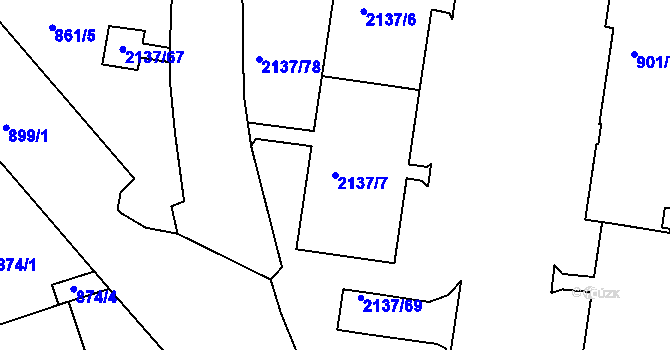 Parcela st. 2137/7 v KÚ České Budějovice 2, Katastrální mapa