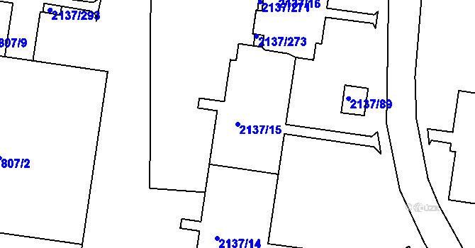 Parcela st. 2137/15 v KÚ České Budějovice 2, Katastrální mapa