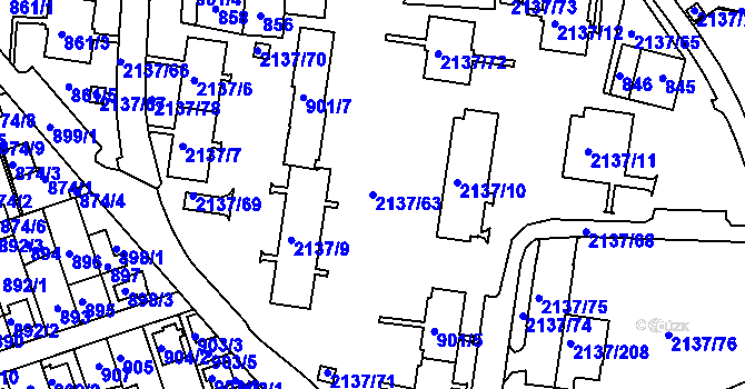 Parcela st. 2137/63 v KÚ České Budějovice 2, Katastrální mapa