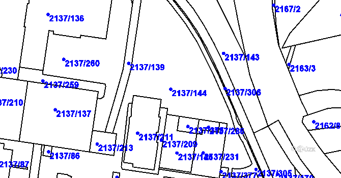 Parcela st. 2137/144 v KÚ České Budějovice 2, Katastrální mapa