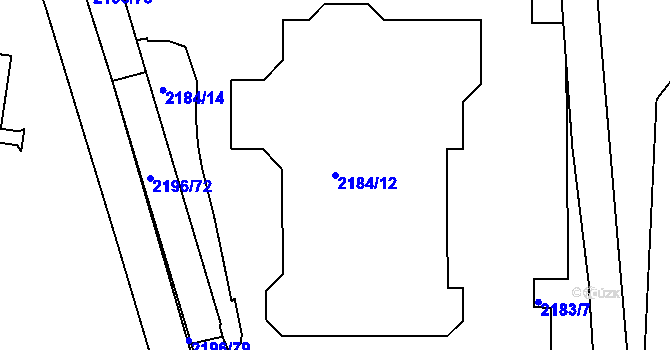 Parcela st. 2184/12 v KÚ České Budějovice 2, Katastrální mapa
