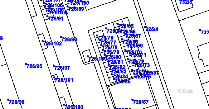 Parcela st. 726/80 v KÚ České Budějovice 2, Katastrální mapa