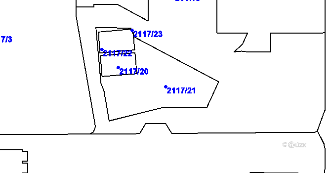 Parcela st. 2117/21 v KÚ České Budějovice 2, Katastrální mapa
