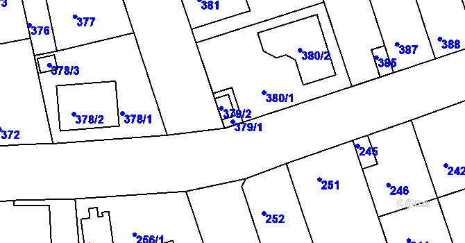 Parcela st. 379/1 v KÚ České Budějovice 2, Katastrální mapa