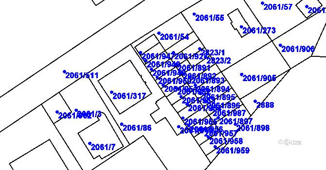 Parcela st. 2061/951 v KÚ České Budějovice 2, Katastrální mapa