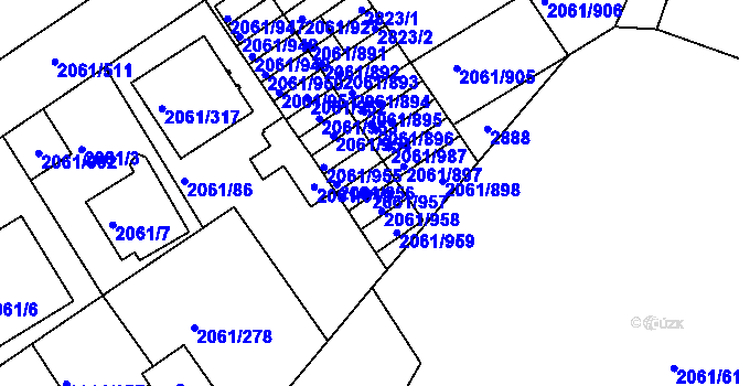 Parcela st. 2061/957 v KÚ České Budějovice 2, Katastrální mapa