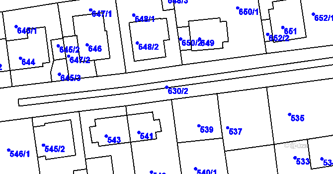 Parcela st. 630/2 v KÚ České Budějovice 2, Katastrální mapa
