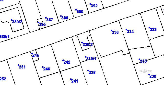 Parcela st. 239/2 v KÚ České Budějovice 2, Katastrální mapa