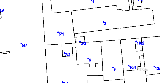 Parcela st. 3/2 v KÚ České Budějovice 2, Katastrální mapa