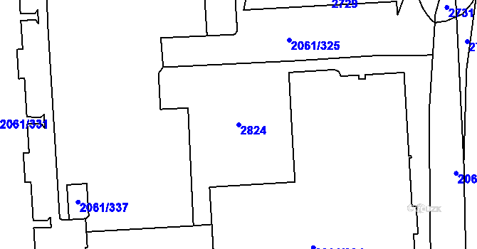 Parcela st. 2824 v KÚ České Budějovice 2, Katastrální mapa