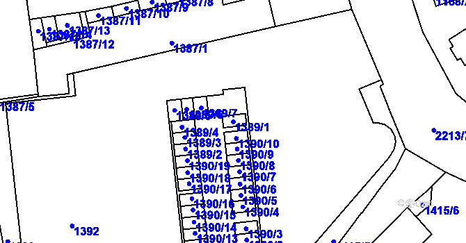 Parcela st. 1389/1 v KÚ České Budějovice 2, Katastrální mapa