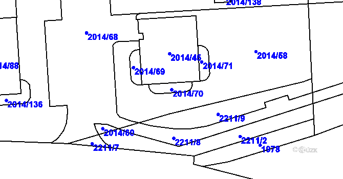 Parcela st. 2014/70 v KÚ České Budějovice 2, Katastrální mapa