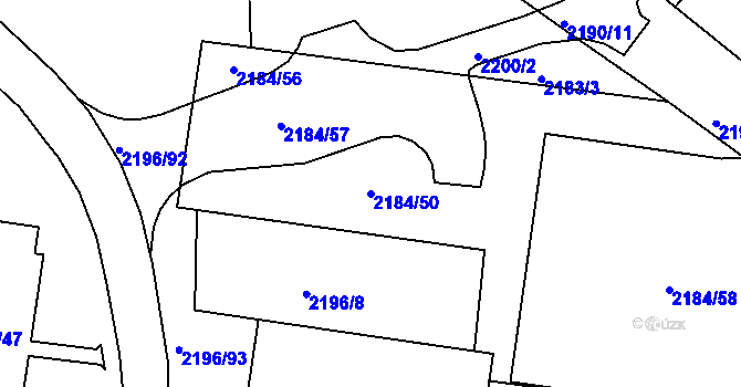Parcela st. 2184/50 v KÚ České Budějovice 2, Katastrální mapa