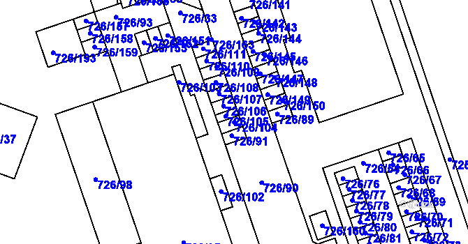 Parcela st. 726/104 v KÚ České Budějovice 2, Katastrální mapa