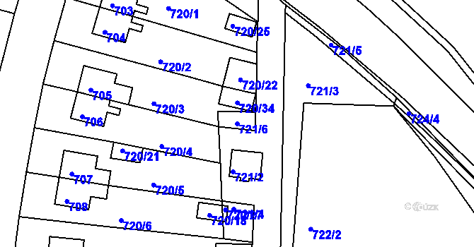 Parcela st. 721/6 v KÚ České Budějovice 2, Katastrální mapa