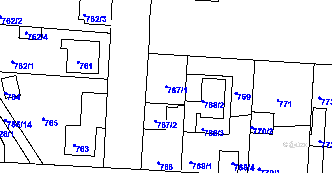 Parcela st. 767/1 v KÚ České Budějovice 2, Katastrální mapa
