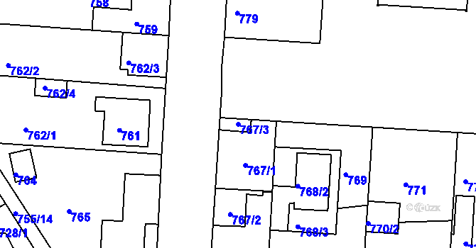 Parcela st. 767/3 v KÚ České Budějovice 2, Katastrální mapa
