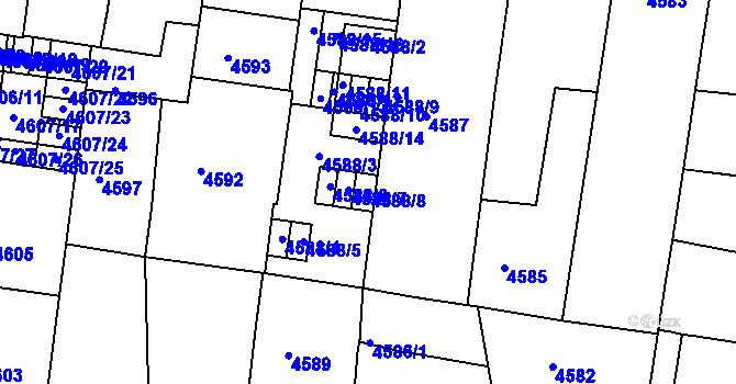 Parcela st. 4588/8 v KÚ České Budějovice 3, Katastrální mapa
