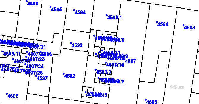 Parcela st. 4588/12 v KÚ České Budějovice 3, Katastrální mapa