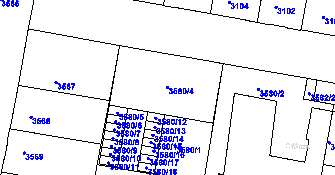 Parcela st. 3580/4 v KÚ České Budějovice 3, Katastrální mapa