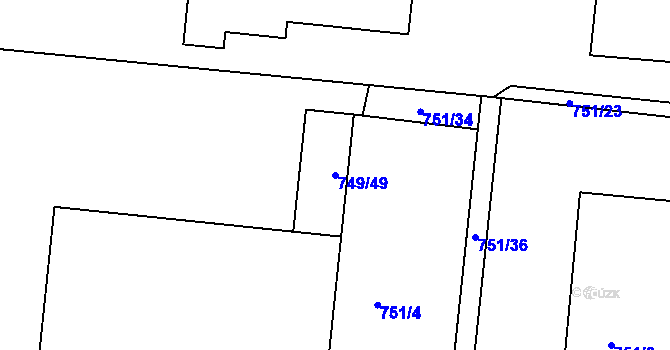 Parcela st. 749/49 v KÚ České Budějovice 3, Katastrální mapa