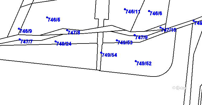 Parcela st. 749/54 v KÚ České Budějovice 3, Katastrální mapa