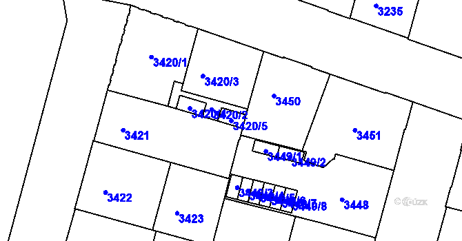 Parcela st. 3420/5 v KÚ České Budějovice 3, Katastrální mapa
