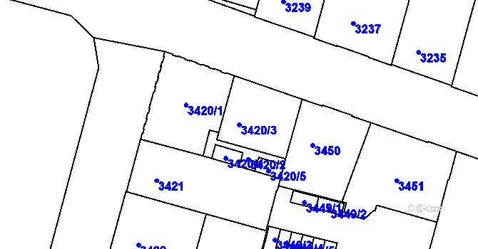 Parcela st. 3420/3 v KÚ České Budějovice 3, Katastrální mapa