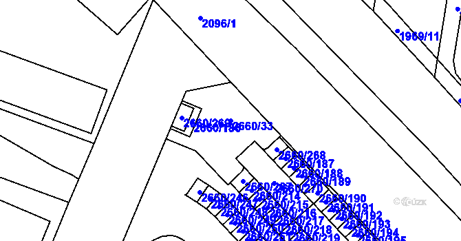 Parcela st. 2660/33 v KÚ České Budějovice 3, Katastrální mapa