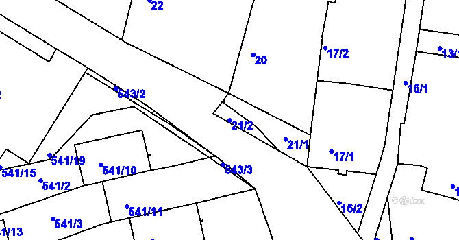 Parcela st. 21/2 v KÚ České Budějovice 3, Katastrální mapa