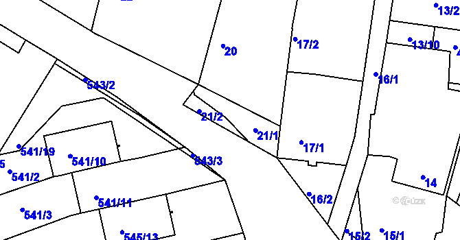 Parcela st. 21 v KÚ České Budějovice 3, Katastrální mapa