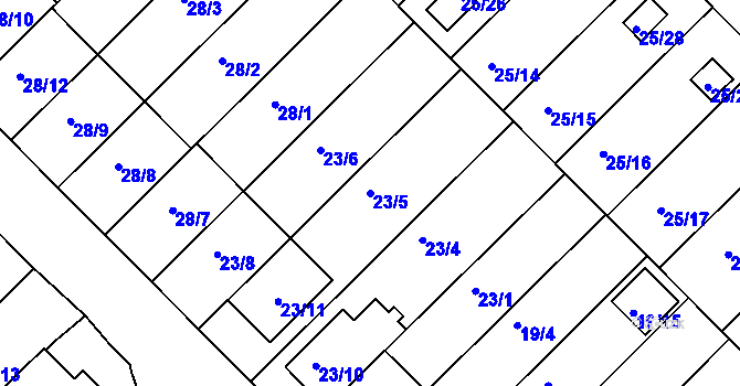 Parcela st. 23/5 v KÚ České Budějovice 3, Katastrální mapa