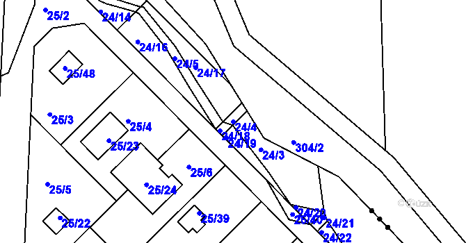 Parcela st. 24/4 v KÚ České Budějovice 3, Katastrální mapa