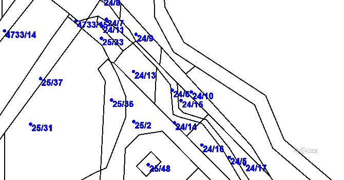 Parcela st. 24/6 v KÚ České Budějovice 3, Katastrální mapa