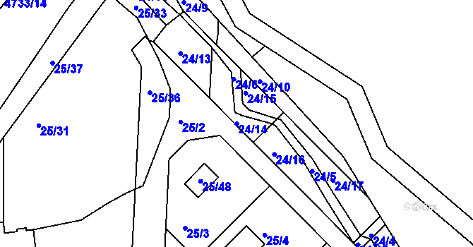 Parcela st. 24/14 v KÚ České Budějovice 3, Katastrální mapa